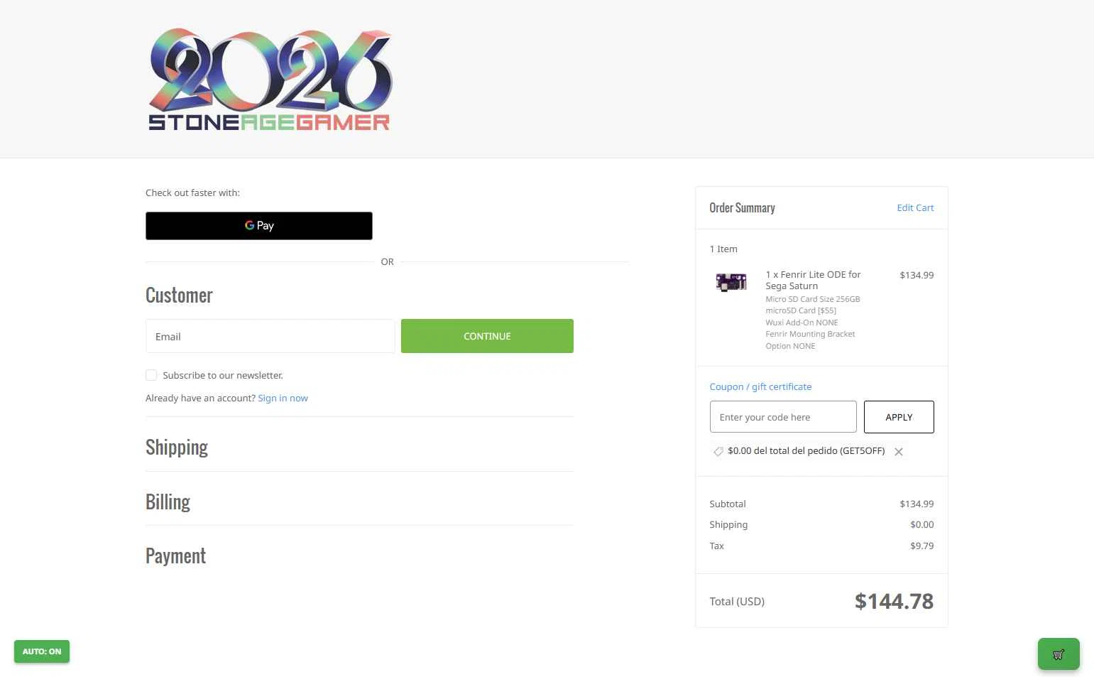 Stone Age Gamer checkout page showing Stone Age Gamer promo code box | Screenshot taken by SimplyCodes community member on Dec 30, 2025