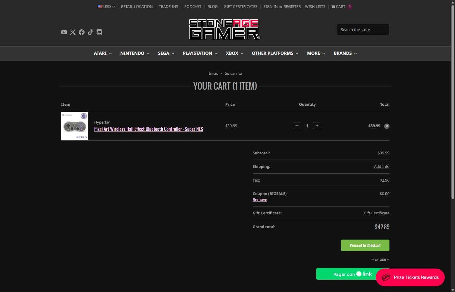 Stone Age Gamer checkout page showing Stone Age Gamer promo code box | Screenshot taken by SimplyCodes community member on Jan 29, 2026