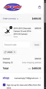 STO N SHO coupon verification screenshot