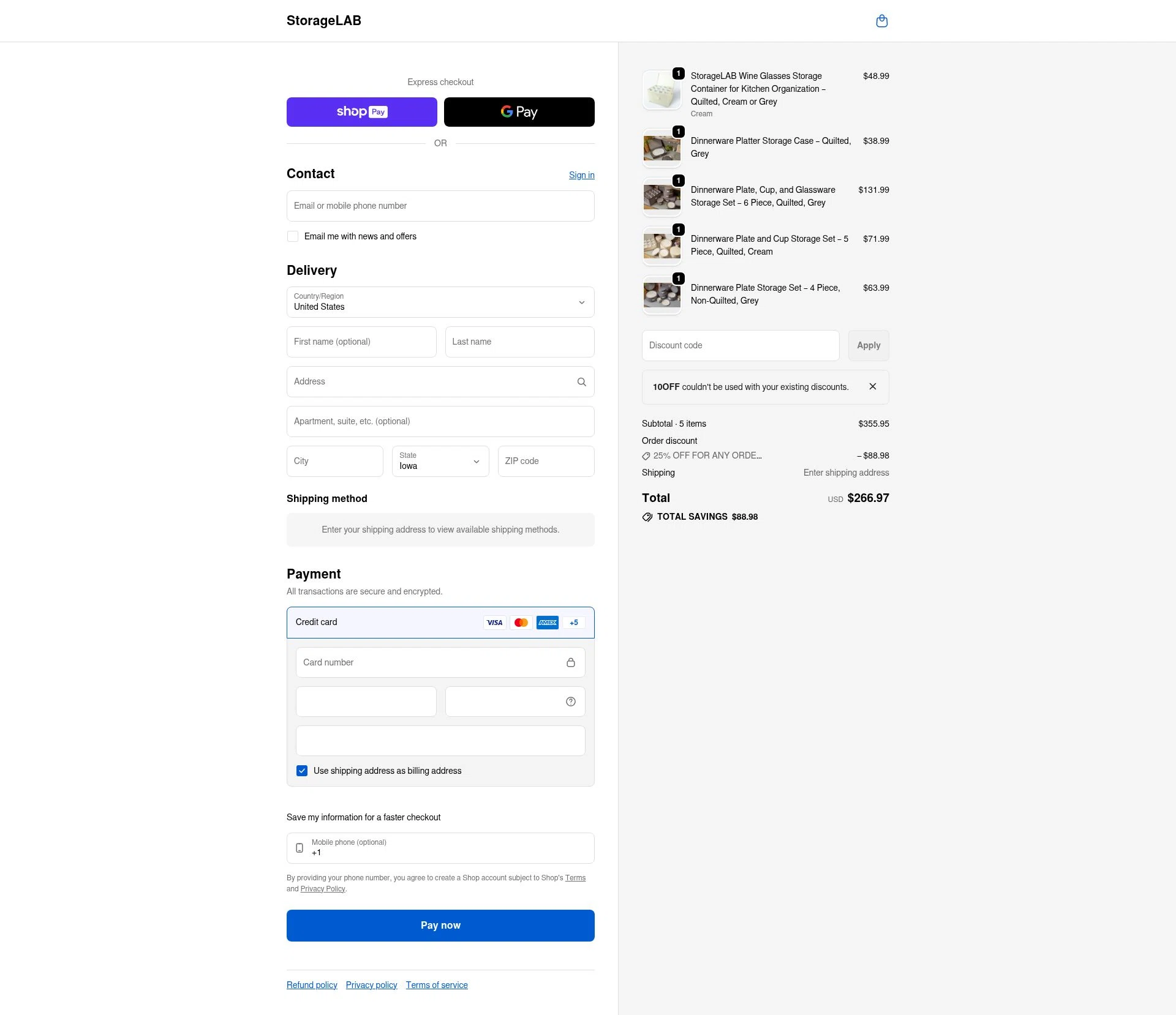 StorageLAB checkout page showing StorageLAB promo code box | Screenshot taken by SimplyCodes community member on Jan 9, 2026