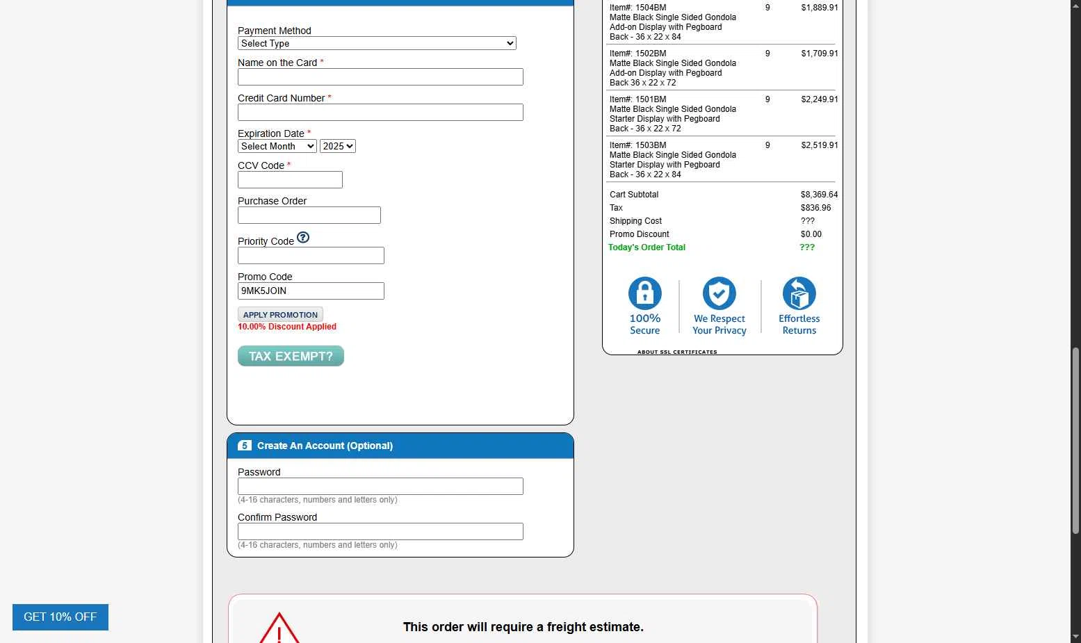 Specialty Store Services checkout page showing Specialty Store Services promo code box | Screenshot taken by SimplyCodes community member on Nov 15, 2025
