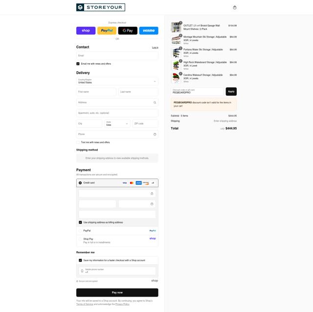 StoreYourBoard checkout page showing StoreYourBoard discount code box | Screenshot taken by SimplyCodes community member on Sep 6, 2025