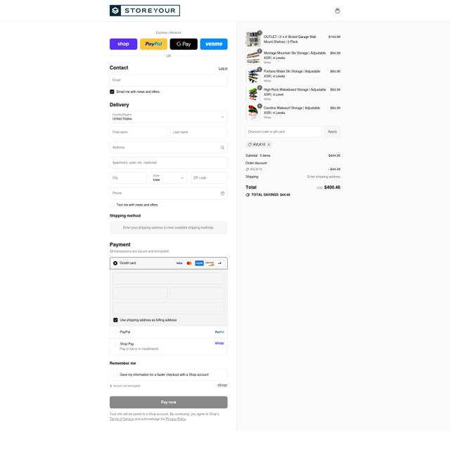 StoreYourBoard checkout page showing StoreYourBoard discount code box | Screenshot taken by SimplyCodes community member on Sep 6, 2025