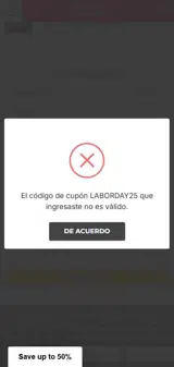 LABORDAY25 coupon verification screenshot
