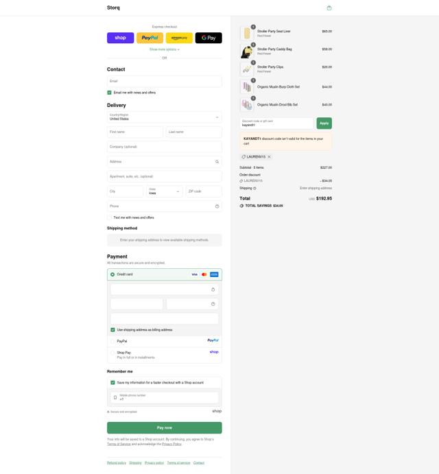 Storq checkout page showing Storq promo code box | Screenshot taken by SimplyCodes community member on Sep 10, 2025