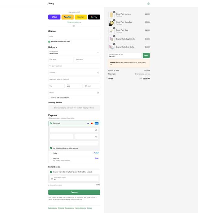 Storq checkout page showing Storq promo code box | Screenshot taken by SimplyCodes community member on Sep 14, 2025