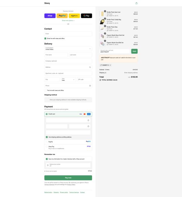 Storq checkout page showing Storq promo code box | Screenshot taken by SimplyCodes community member on Sep 10, 2025