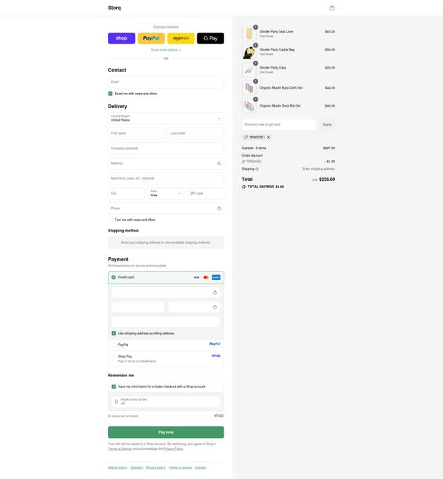 Storq checkout page showing Storq promo code box | Screenshot taken by SimplyCodes community member on Sep 14, 2025