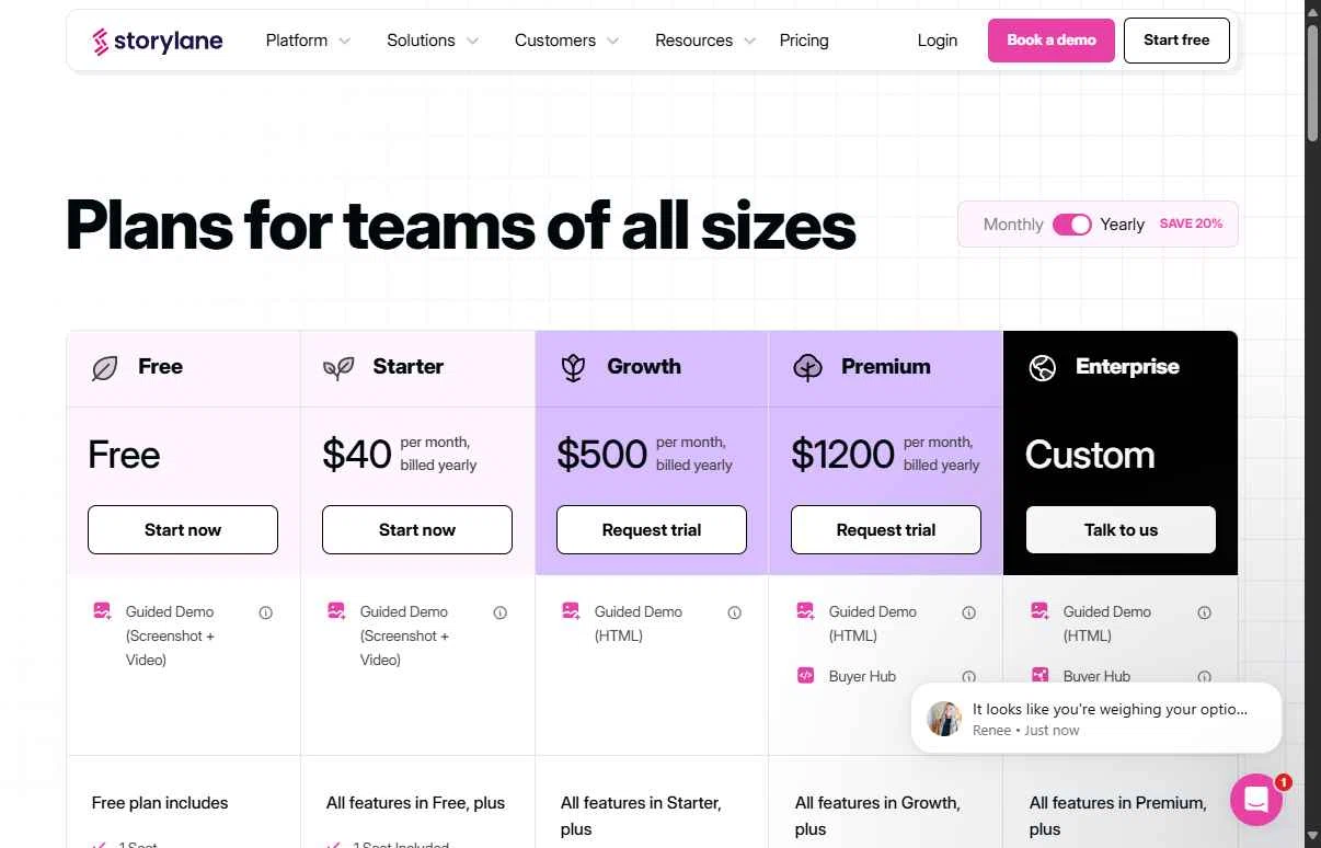 Storylane checkout page showing Storylane promo code box | Screenshot taken by SimplyCodes community member on Sep 15, 2025