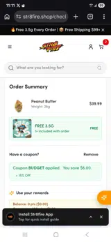 Str8fire coupon verification screenshot