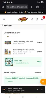 Str8fire coupon verification screenshot