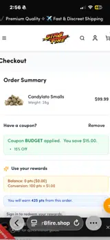 Str8fire coupon verification screenshot