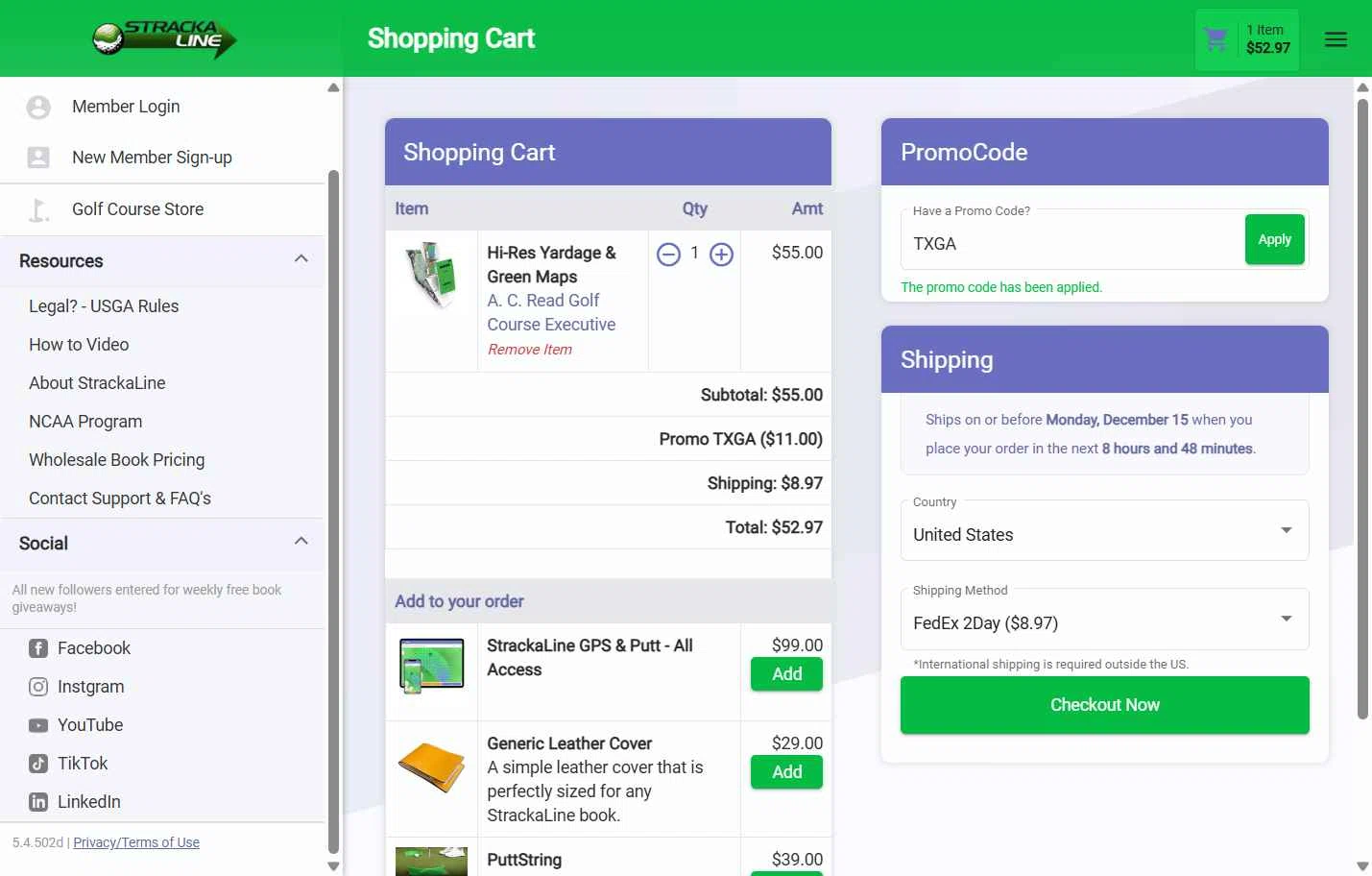StrackaLine checkout page showing StrackaLine promo code box | Screenshot taken by SimplyCodes community member on Dec 14, 2025