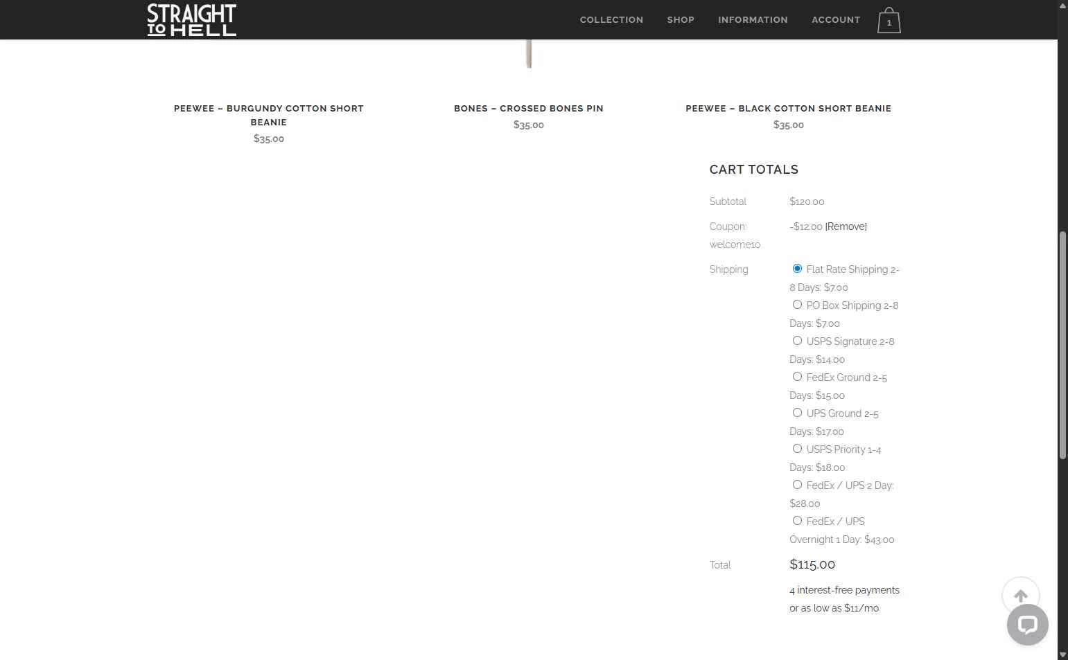 Straight To Hell checkout page showing Straight To Hell coupon code box | Screenshot taken by SimplyCodes community member on Feb 10, 2026