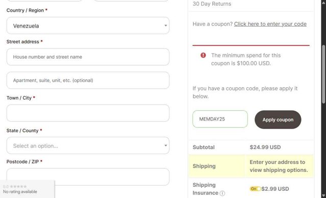 Strapsco checkout page showing Strapsco coupon code box | Screenshot taken by SimplyCodes community member on Aug 7, 2025