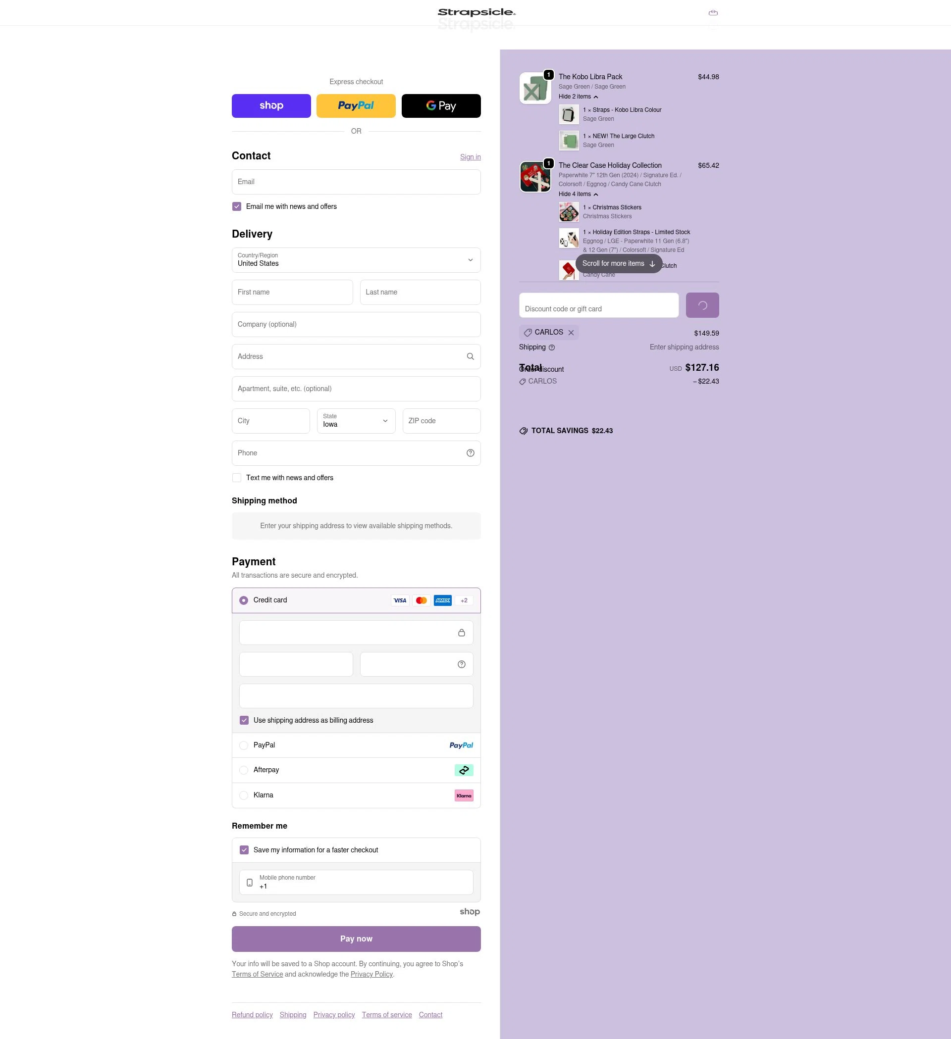 Strapsicle checkout page showing Strapsicle discount code box | Screenshot taken by SimplyCodes community member on Jan 3, 2026