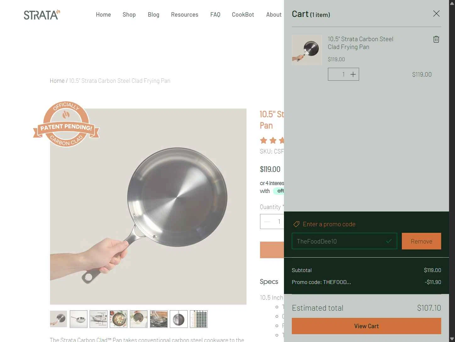 Strata checkout page showing Strata promo code box | Screenshot taken by SimplyCodes community member on Sep 5, 2025