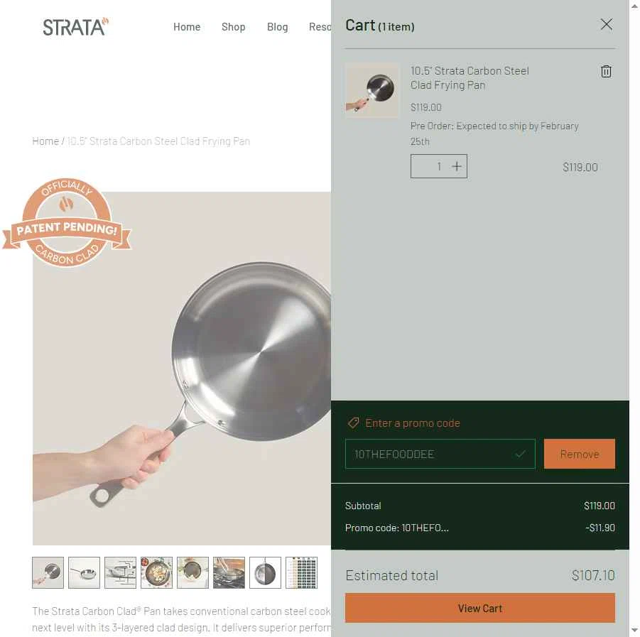 Strata checkout page showing Strata promo code box | Screenshot taken by SimplyCodes community member on Jan 20, 2026