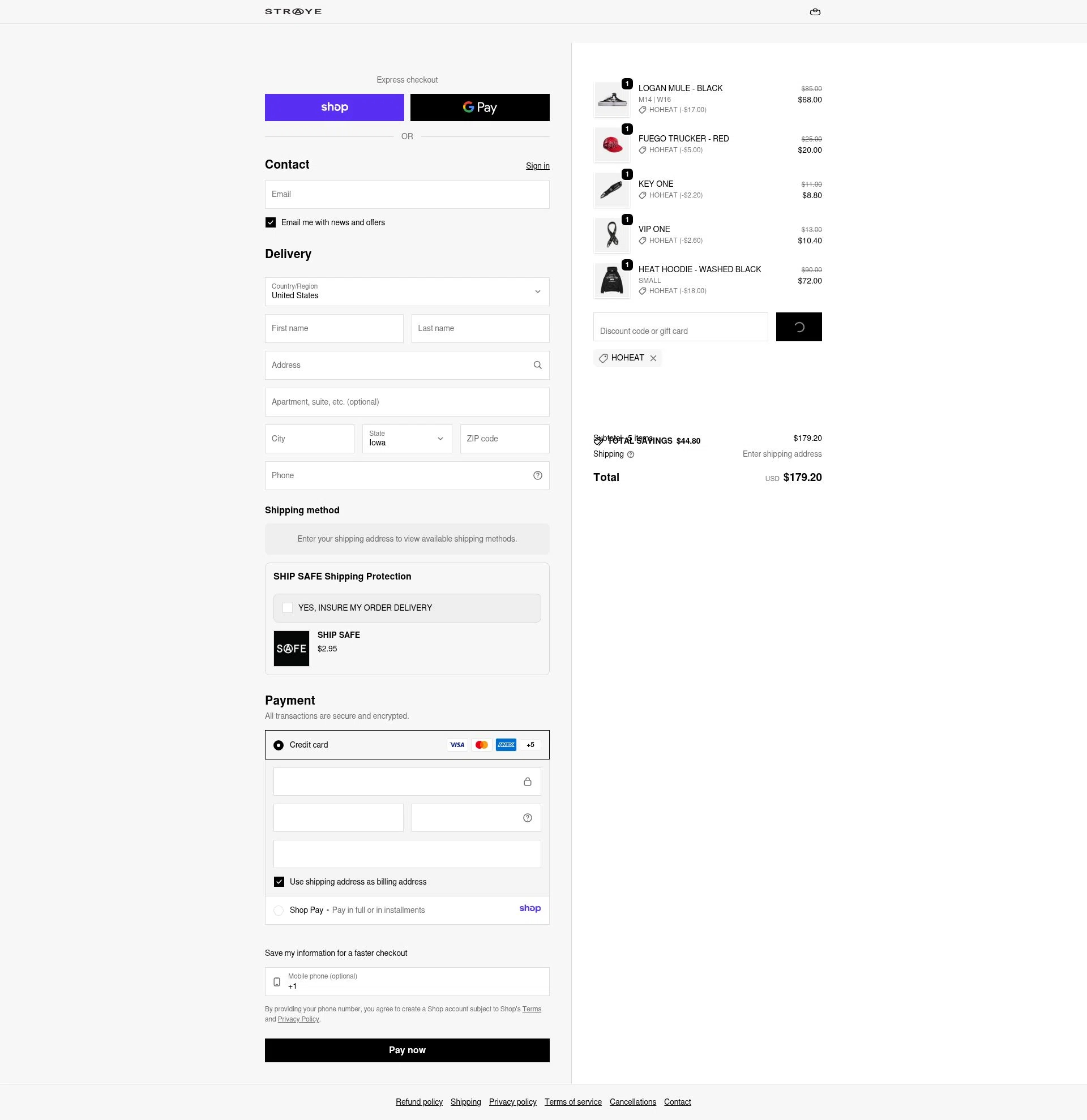 STRAYE checkout page showing STRAYE discount code box | Screenshot taken by SimplyCodes community member on Jan 16, 2026