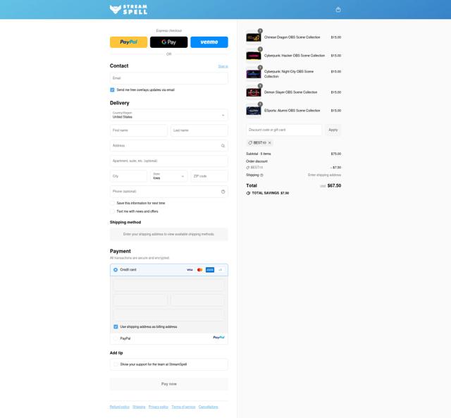 StreamSpell checkout page showing StreamSpell discount code box | Screenshot taken by SimplyCodes community member on Sep 16, 2025