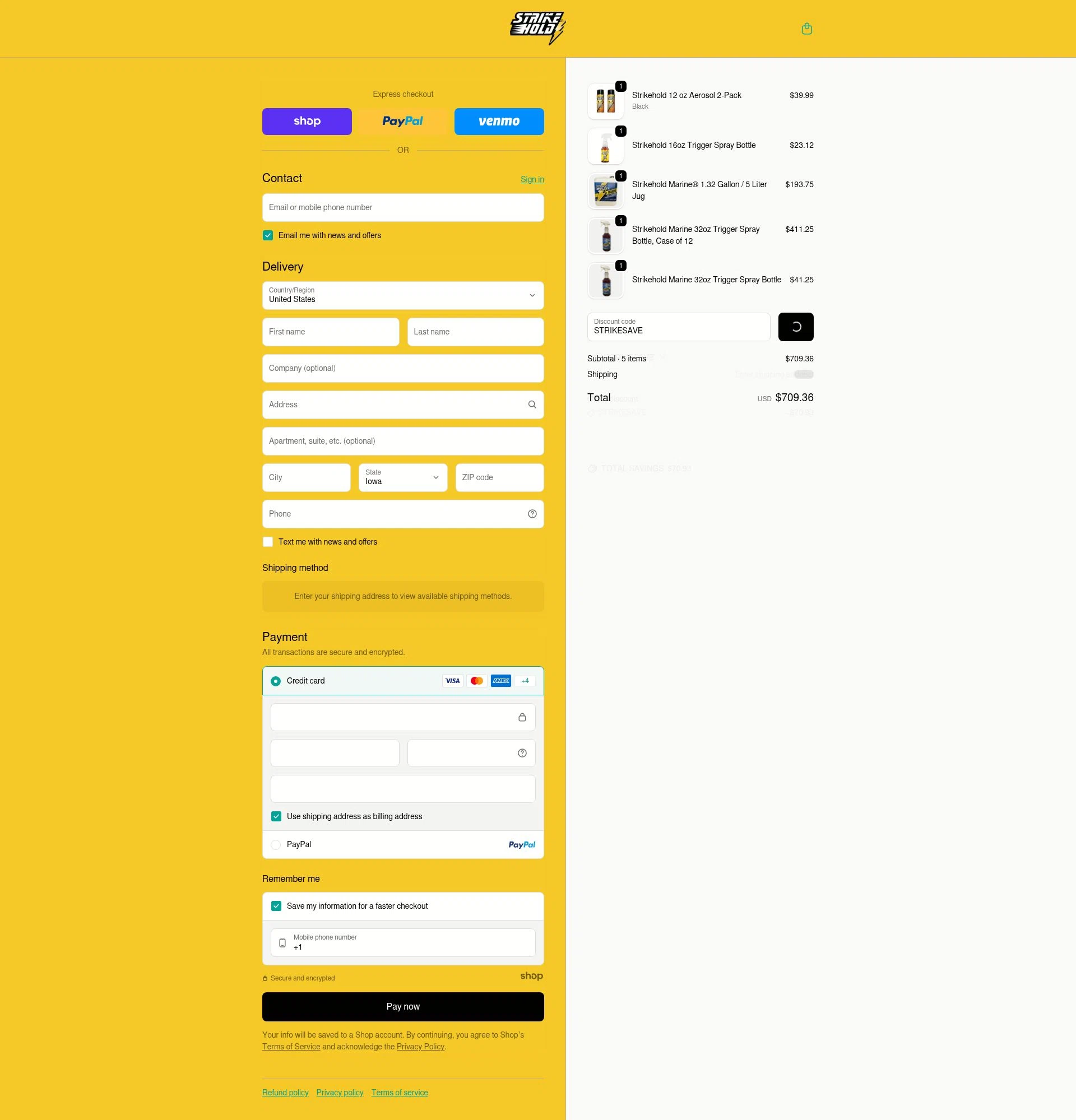 StrikeHold checkout page showing StrikeHold promo code box | Screenshot taken by SimplyCodes community member on Jan 8, 2026