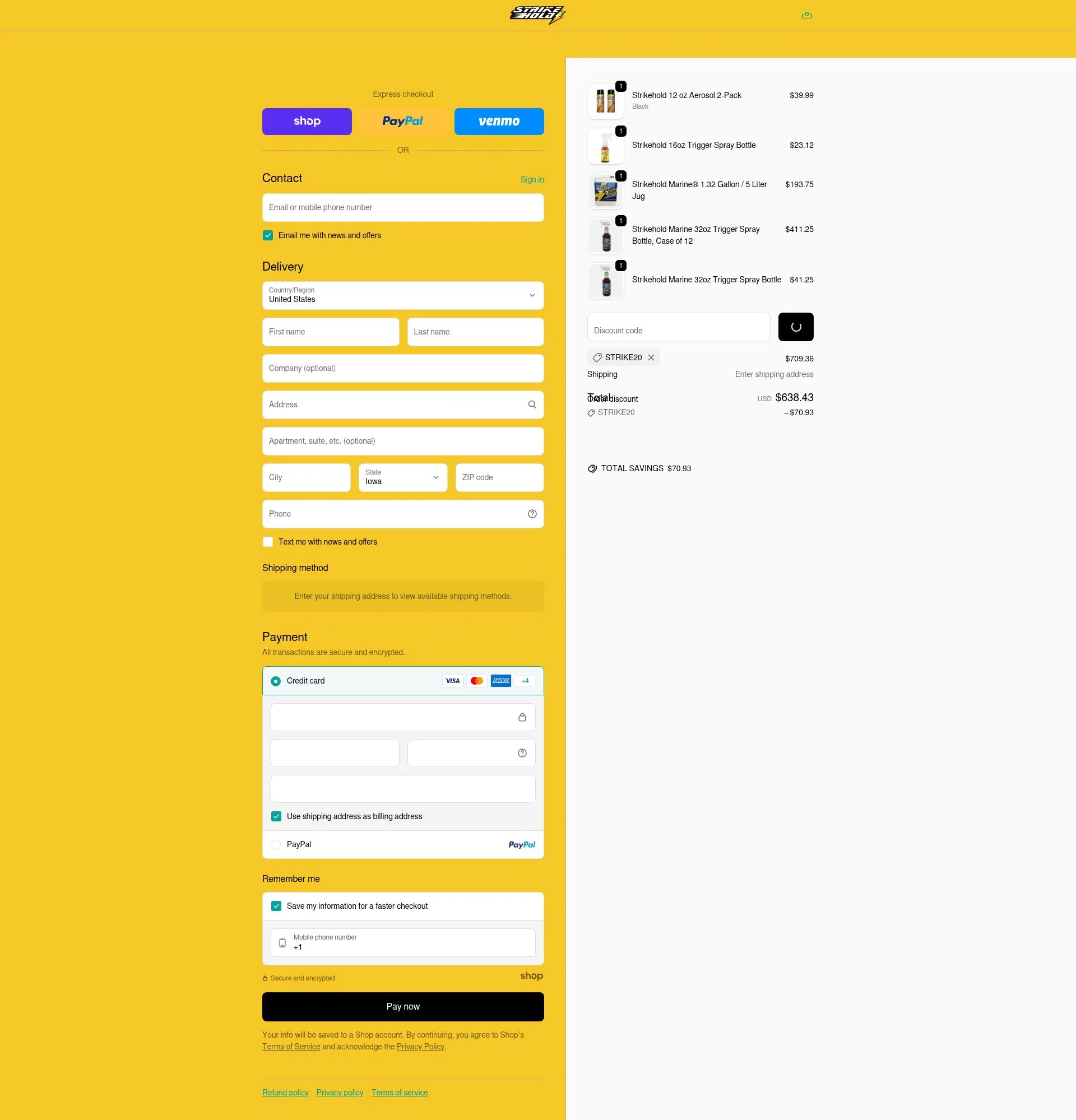 StrikeHold checkout page showing StrikeHold promo code box | Screenshot taken by SimplyCodes community member on Jan 8, 2026