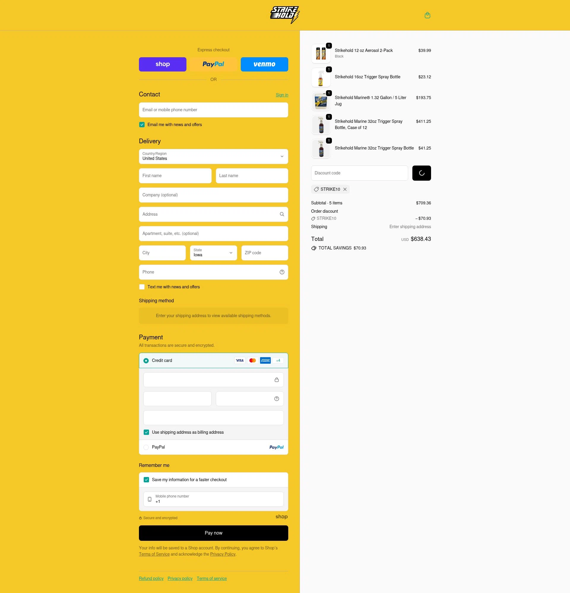 StrikeHold checkout page showing StrikeHold promo code box | Screenshot taken by SimplyCodes community member on Jan 8, 2026