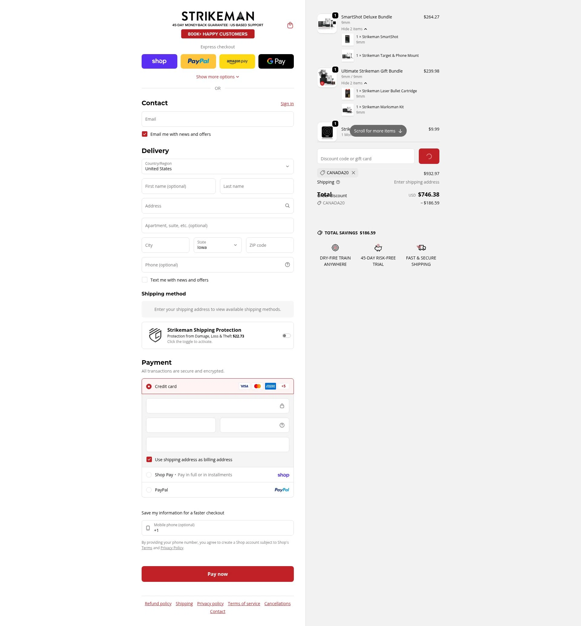 Strikeman checkout page showing Strikeman discount code box | Screenshot taken by SimplyCodes community member on Feb 4, 2026