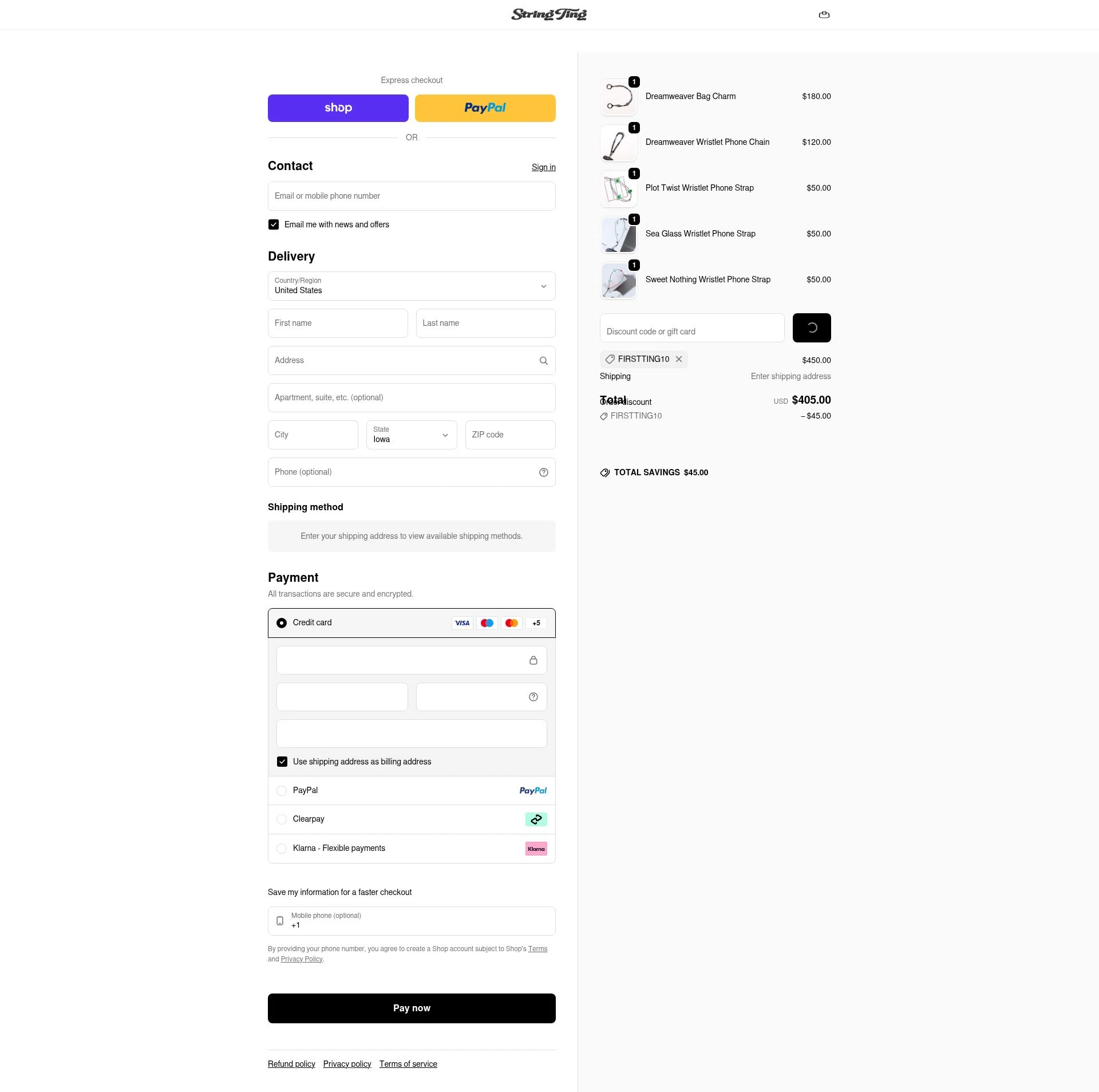 String Ting checkout page showing String Ting promo code box | Screenshot taken by SimplyCodes community member on Feb 7, 2026