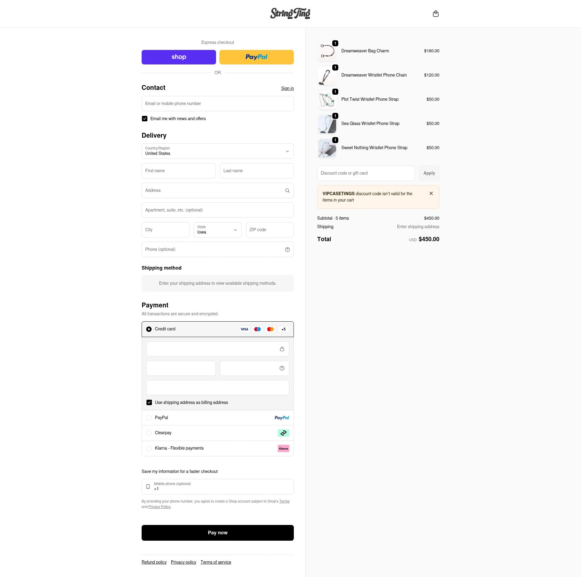 String Ting checkout page showing String Ting promo code box | Screenshot taken by SimplyCodes community member on Feb 7, 2026
