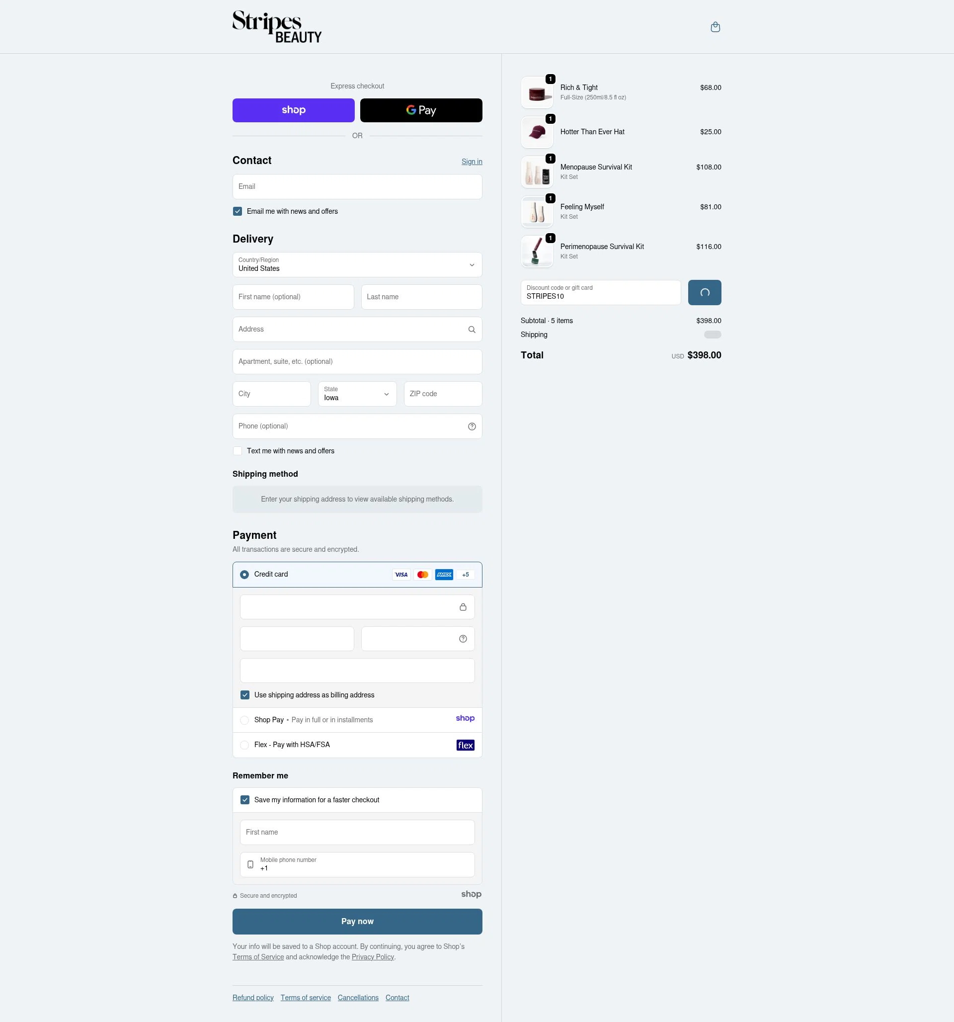 Stripes checkout page showing Stripes discount code box | Screenshot taken by SimplyCodes community member on Jan 9, 2026