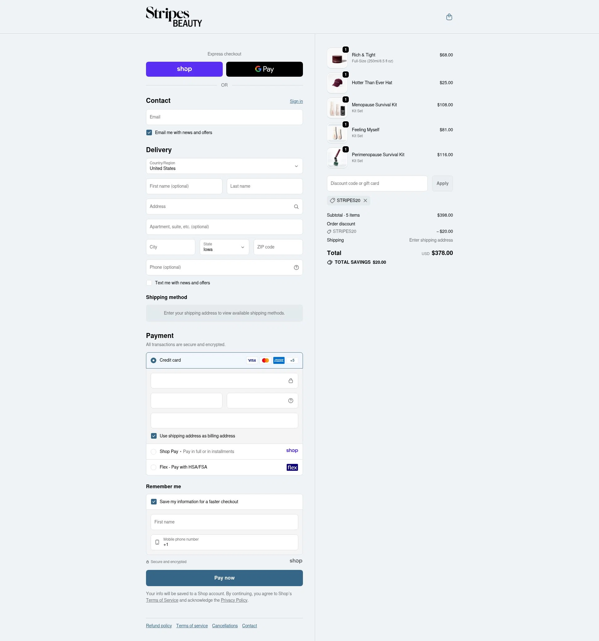 Stripes checkout page showing Stripes discount code box | Screenshot taken by SimplyCodes community member on Jan 4, 2026