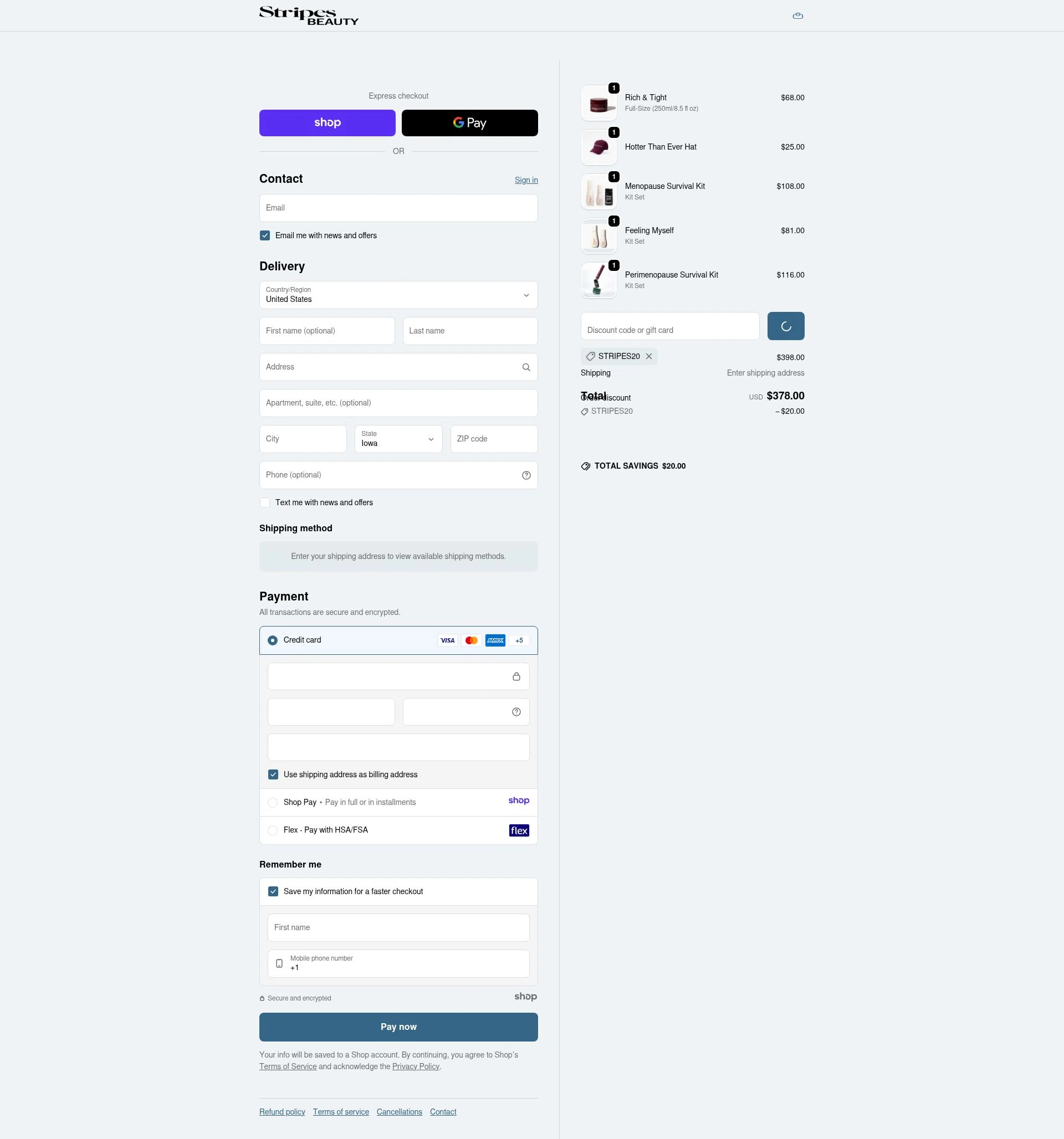 Stripes checkout page showing Stripes discount code box | Screenshot taken by SimplyCodes community member on Jan 9, 2026