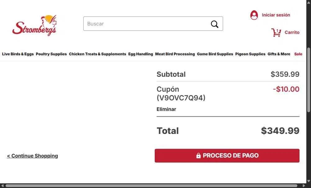 Strombergs checkout page showing Strombergs coupon code box | Screenshot taken by SimplyCodes community member on Jan 21, 2026