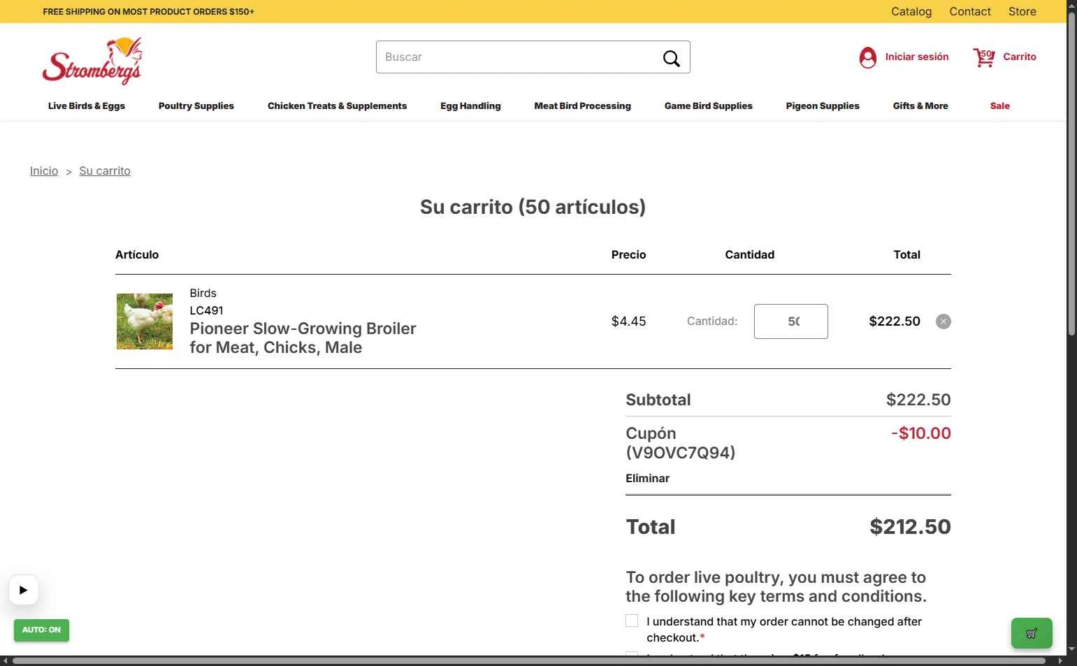 Strombergs checkout page showing Strombergs coupon code box | Screenshot taken by SimplyCodes community member on Jan 1, 2026