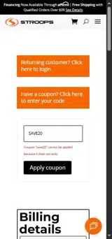 SAVE20 coupon verification screenshot