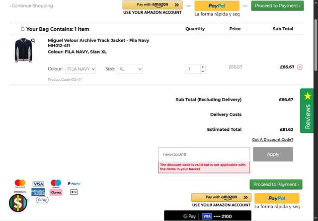 Stuarts London checkout page showing Stuarts London discount code box | Screenshot taken by SimplyCodes community member on Jul 18, 2025
