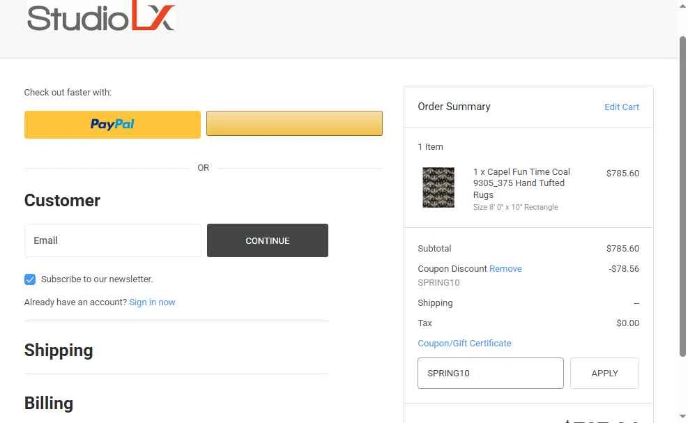 StudioLX checkout page showing StudioLX promo code box | Screenshot taken by SimplyCodes community member on Dec 3, 2025