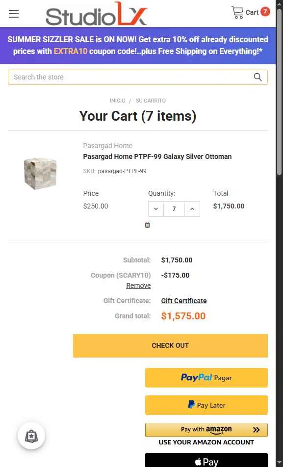StudioLX checkout page showing StudioLX promo code box | Screenshot taken by SimplyCodes community member on Aug 26, 2025