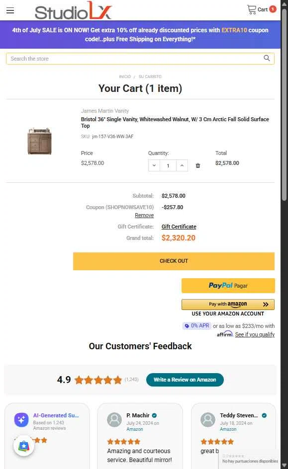 StudioLX checkout page showing StudioLX promo code box | Screenshot taken by SimplyCodes community member on Jul 5, 2025