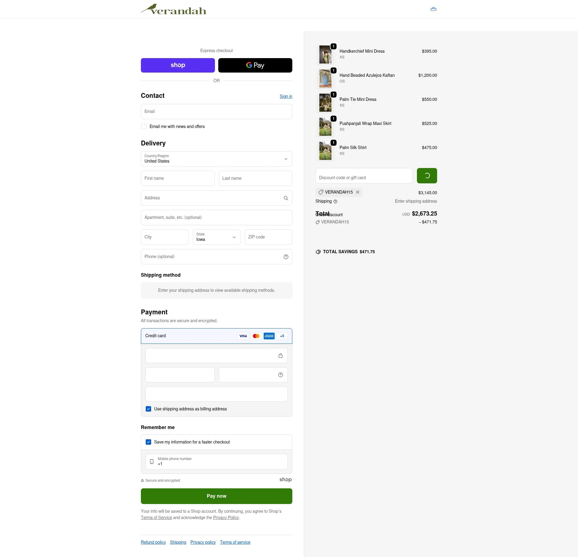 Verandah checkout page showing Verandah promo code box | Screenshot taken by SimplyCodes community member on Dec 23, 2025