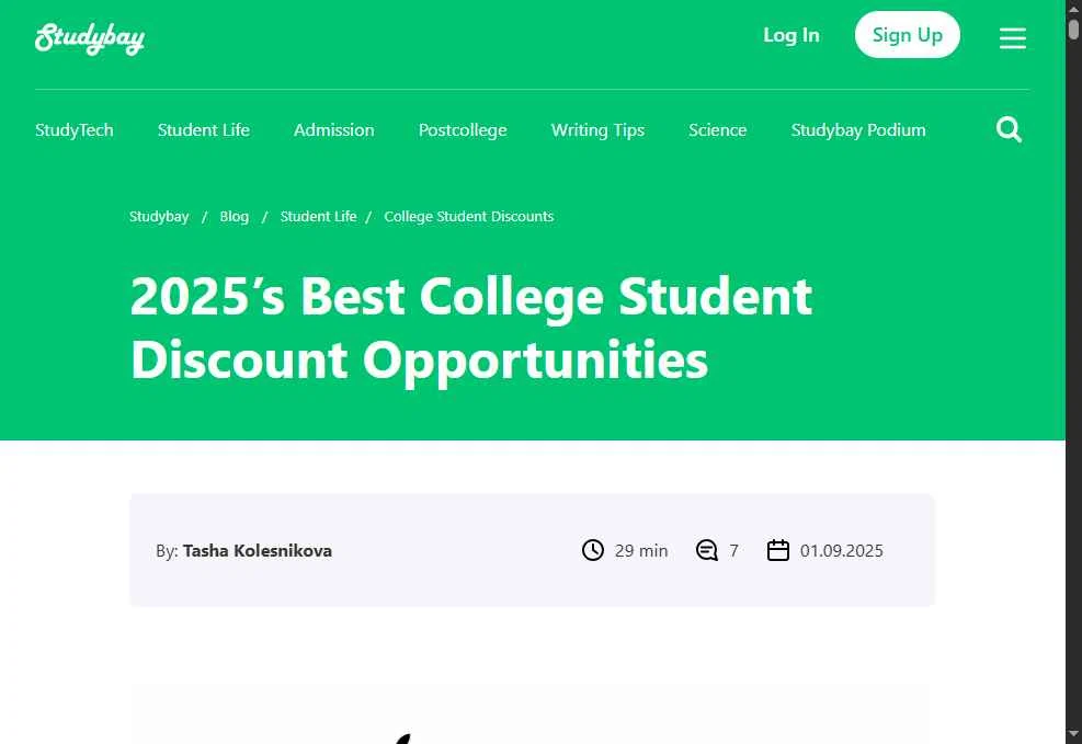 Studybay checkout page showing Studybay promo code box | Screenshot taken by SimplyCodes community member on Jan 3, 2026