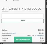 UPREV coupon verification screenshot