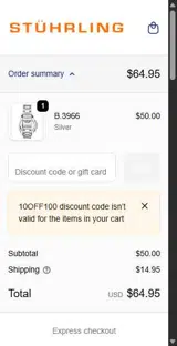 10OFF100 coupon verification screenshot