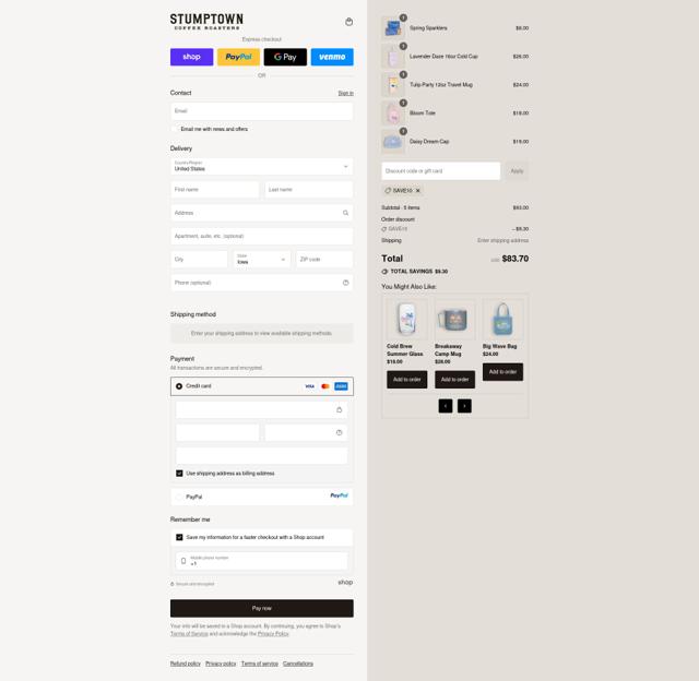 Stumptown Coffee Roasters checkout page showing Stumptown Coffee Roasters promo code box | Screenshot taken by SimplyCodes community member on Sep 14, 2025