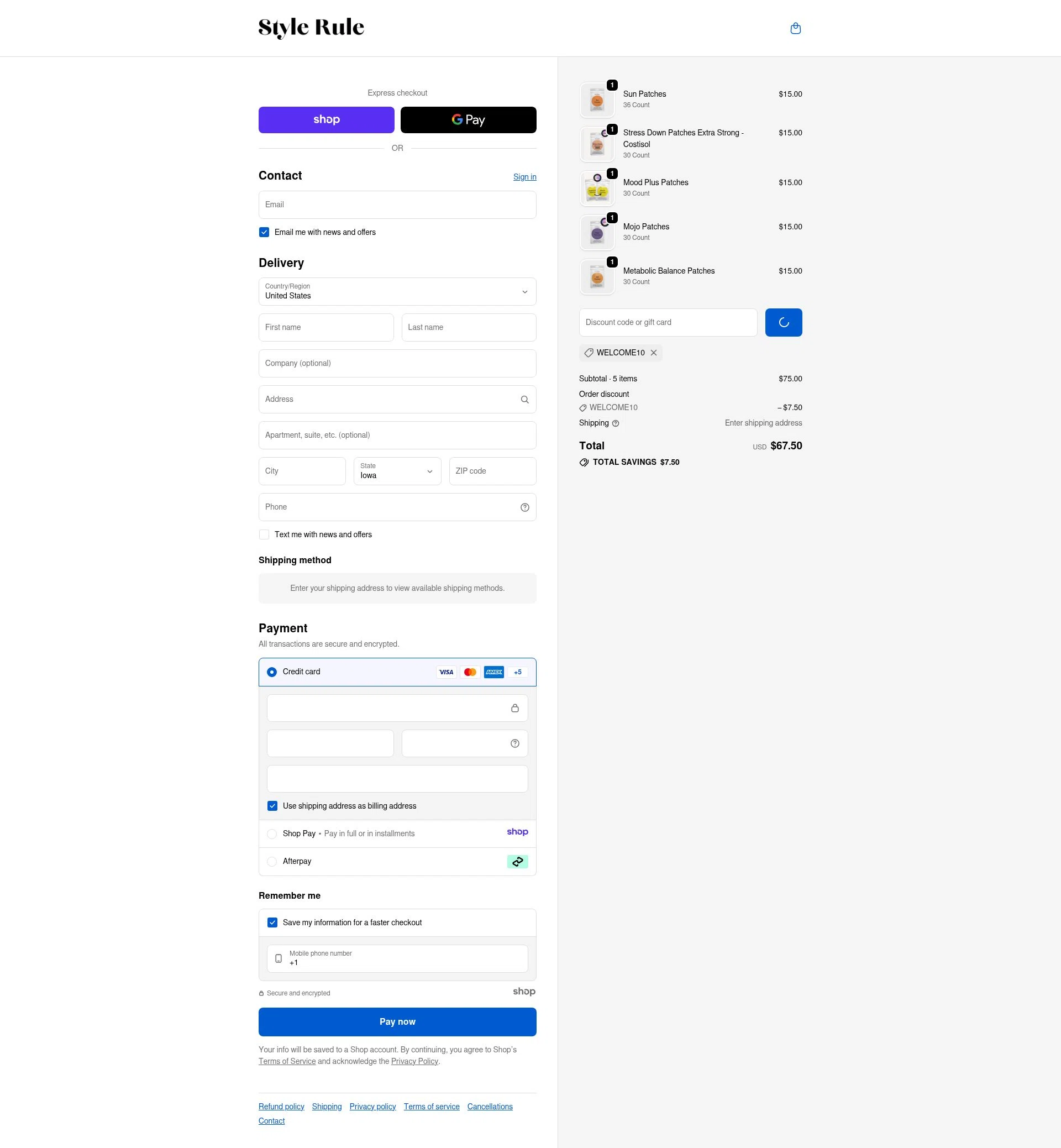 Style Rule checkout page showing Style Rule discount code box | Screenshot taken by SimplyCodes community member on Jan 20, 2026