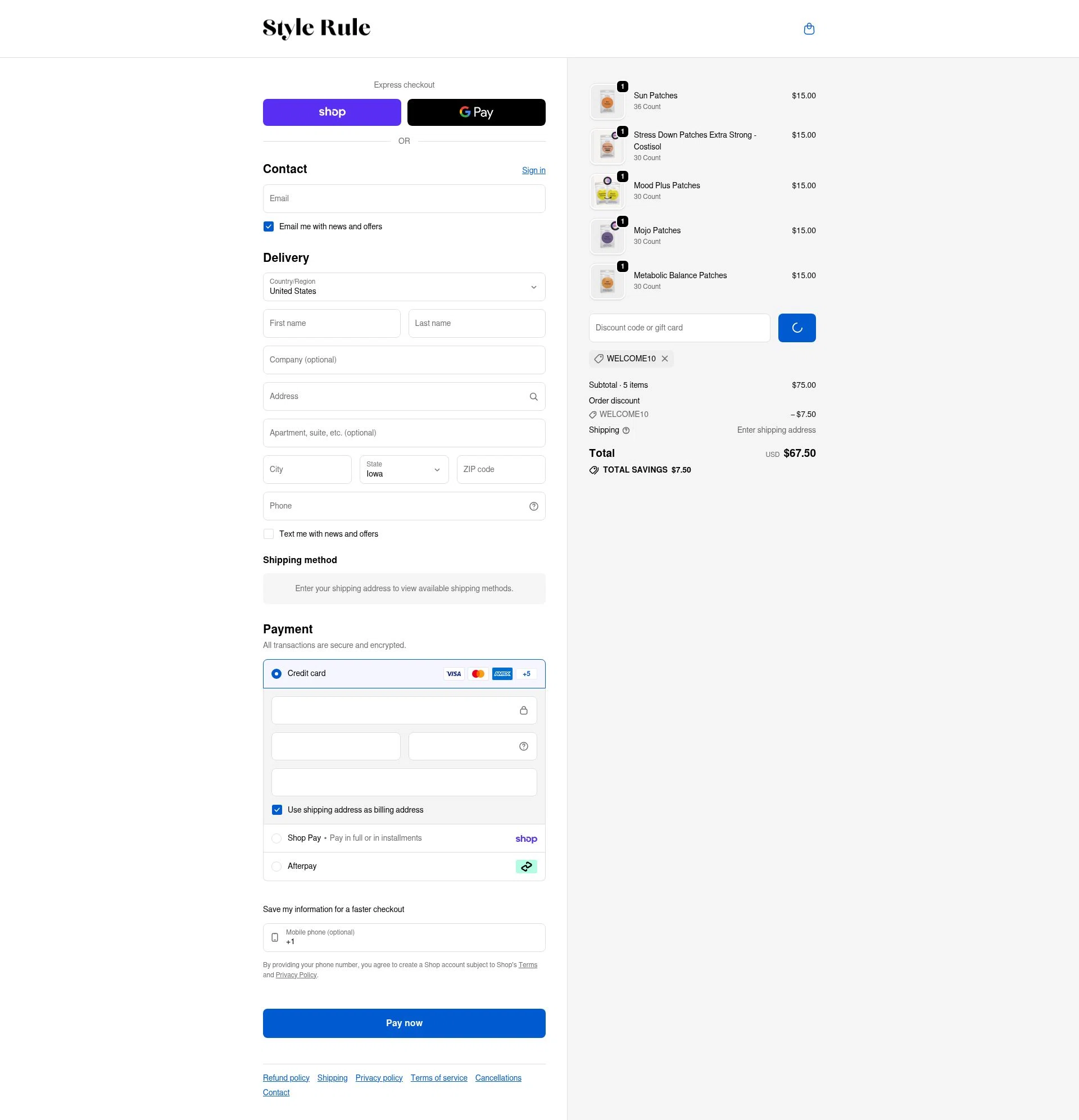 Style Rule checkout page showing Style Rule discount code box | Screenshot taken by SimplyCodes community member on Feb 3, 2026