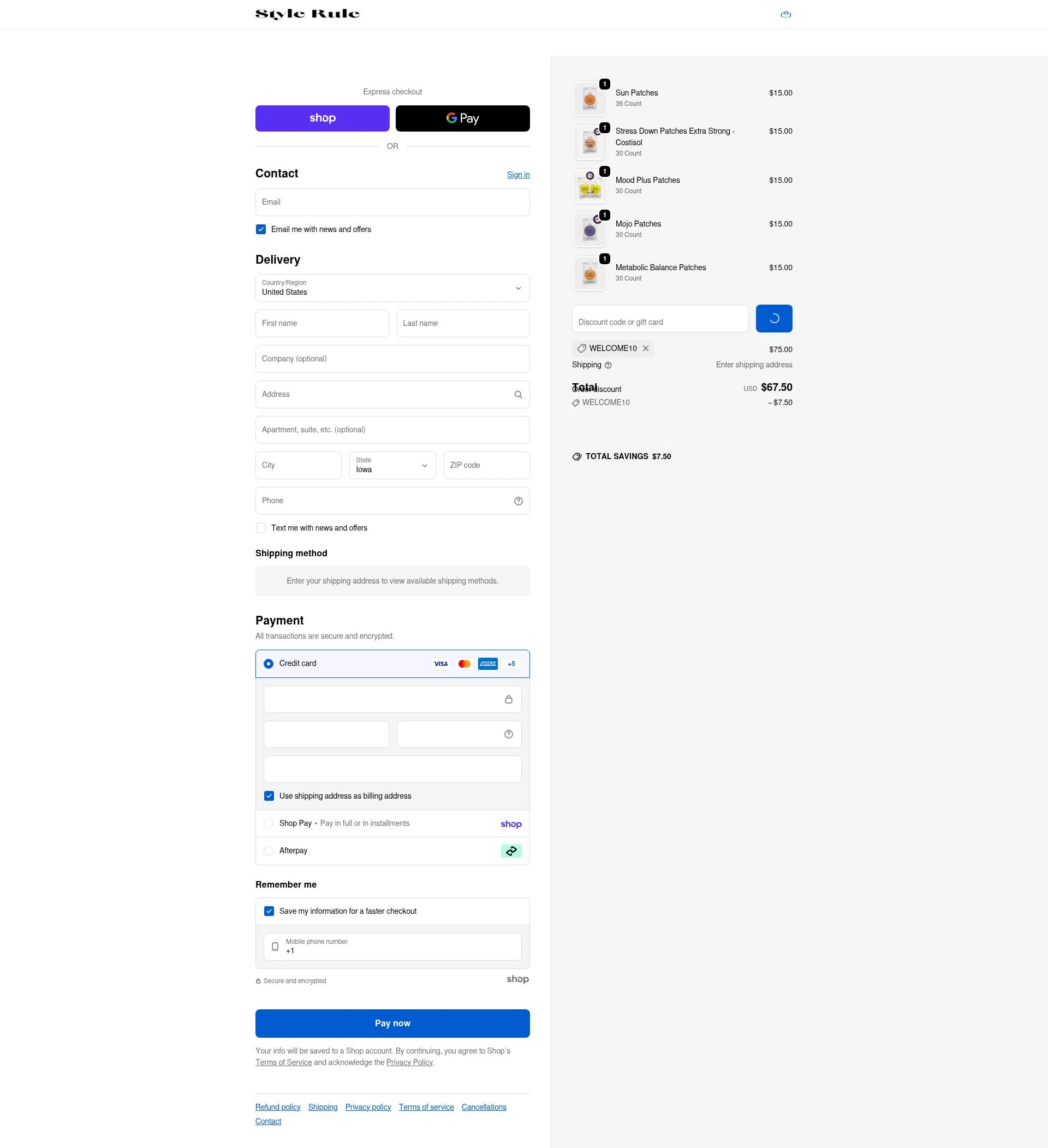Style Rule checkout page showing Style Rule discount code box | Screenshot taken by SimplyCodes community member on Jan 29, 2026