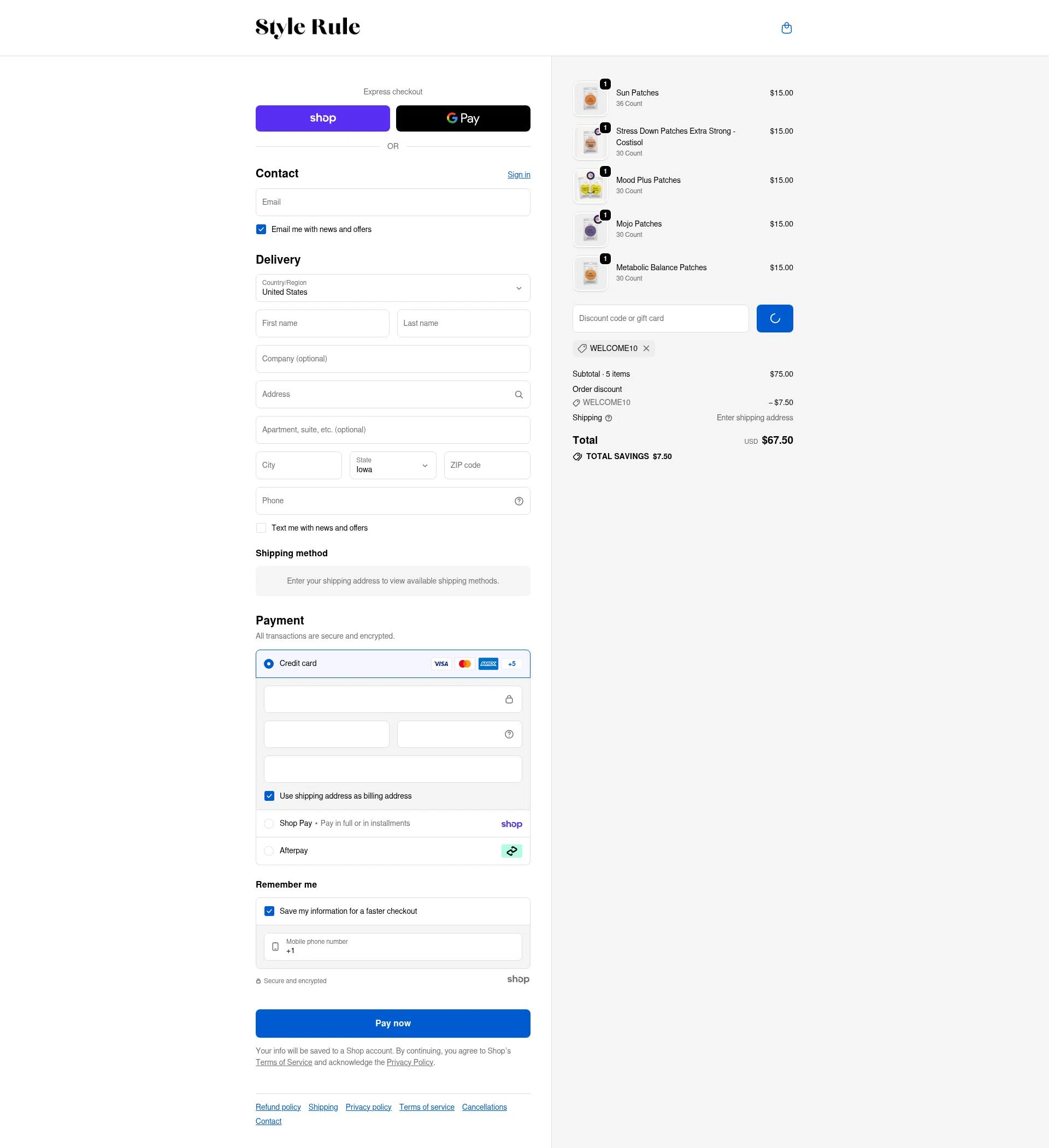 Style Rule checkout page showing Style Rule discount code box | Screenshot taken by SimplyCodes community member on Jan 25, 2026