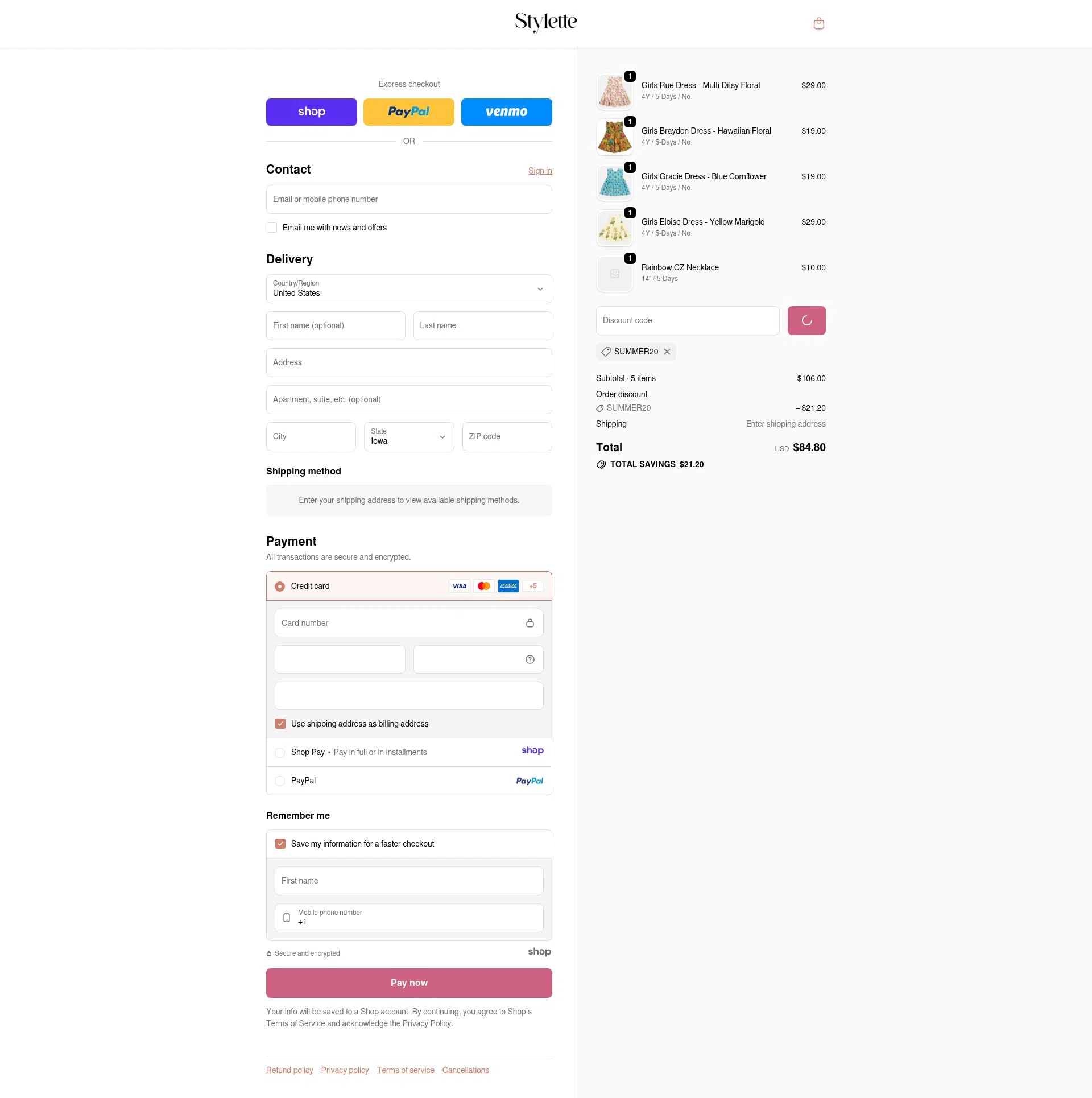 Stylette checkout page showing Stylette promo code box | Screenshot taken by SimplyCodes community member on Dec 27, 2025